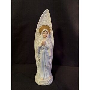 VTG Praying Madonna Virgin Mary Rosary Figurine Music Box  Bisque Porcelain